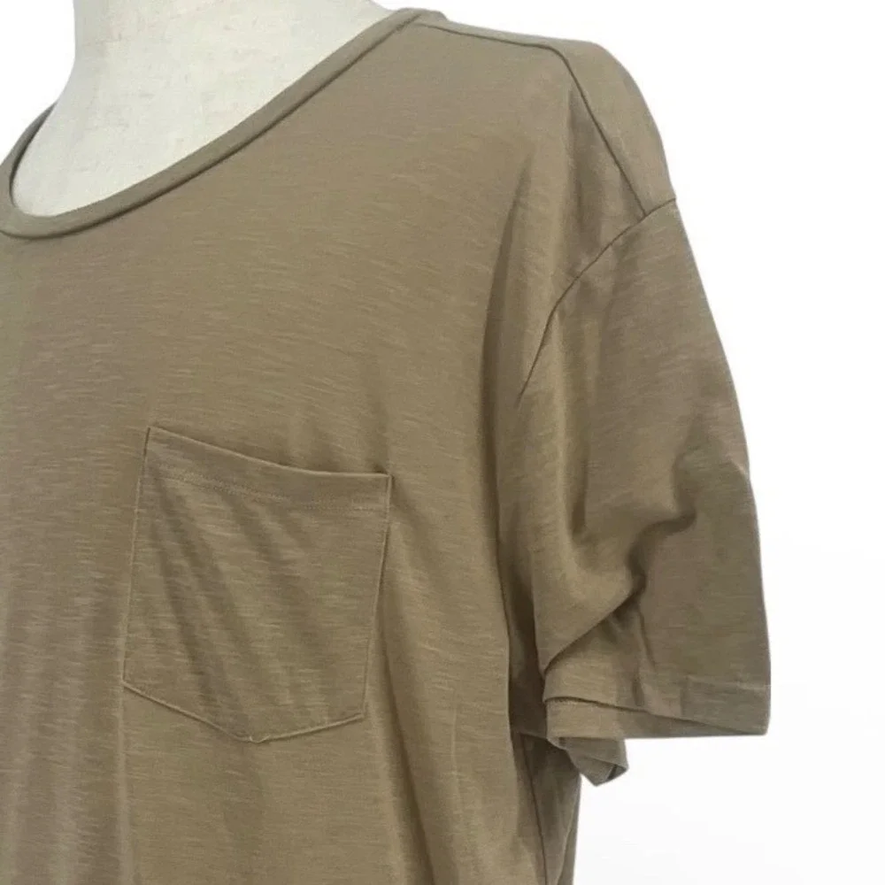 Guess Los Angeles Mens XXL Tan Khaki Slub Knit Pocket T-Shirt XBG143KA9M1 - Picture 1 of 10